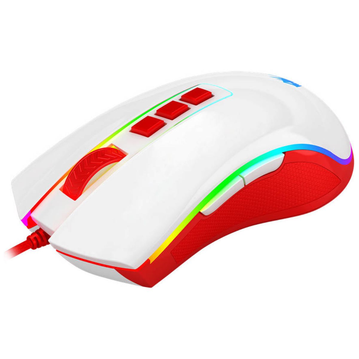 Redragon Cobra Cherry M711C Gaming Mouse, 12400 DPI, RGB, 7 Programmable Buttons, Pixart Sensor, White/Red