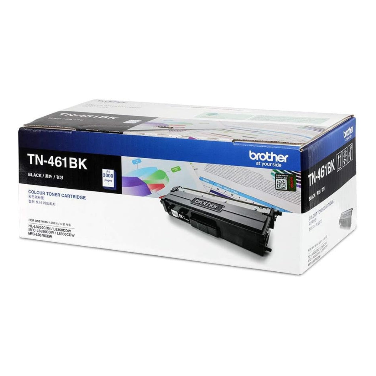 Brother Genuine TN-461BK Standard Yield Black Toner Cartridge – Prints up to 3,000 Pages, Sharp Black Printing, Reliable Brother Performance