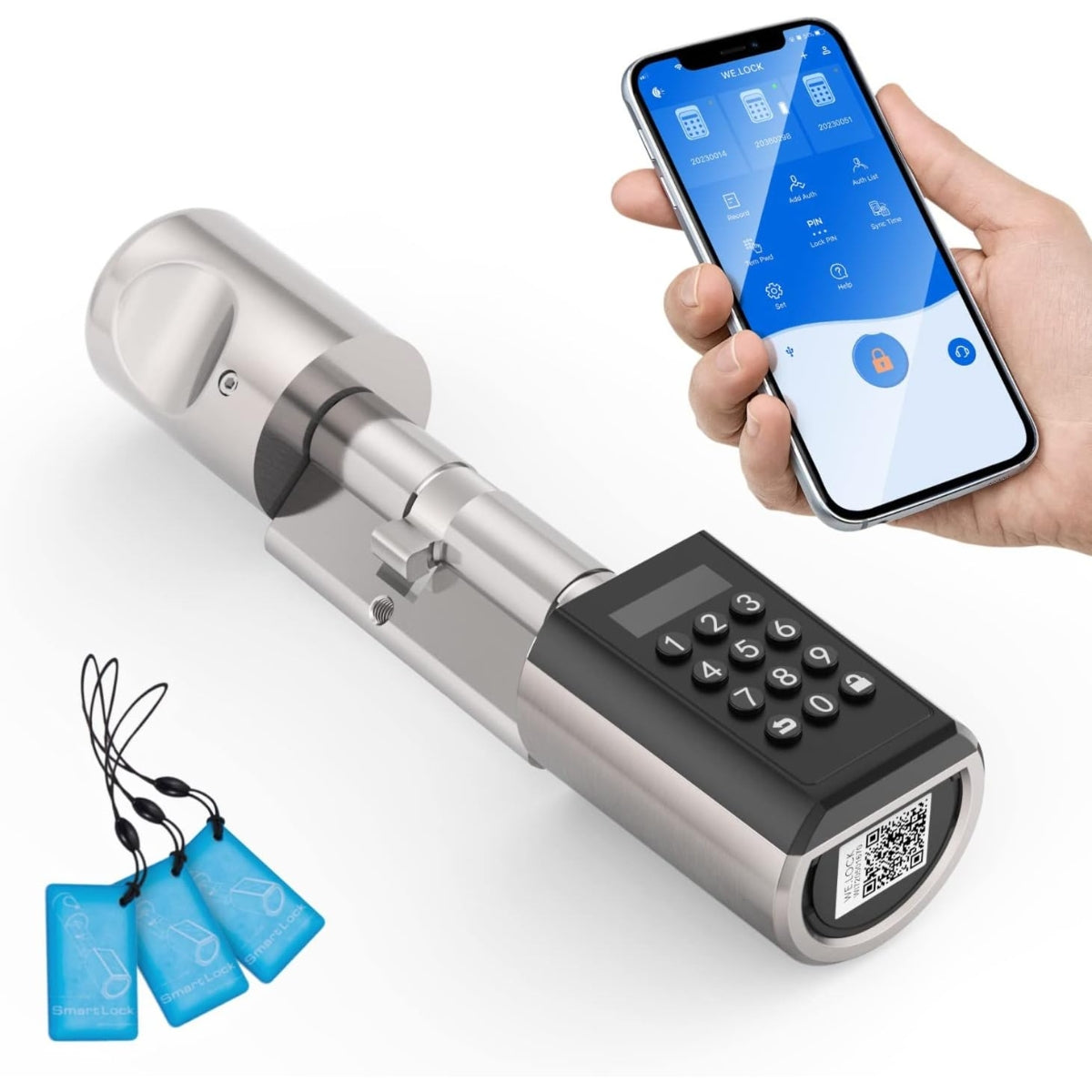 WELOCK PCB41 Smart Keypad Door Lock – Password &amp; RFID Electronic Smart Lock, Bluetooth App Control, Keyless Entry, Black | PCB41