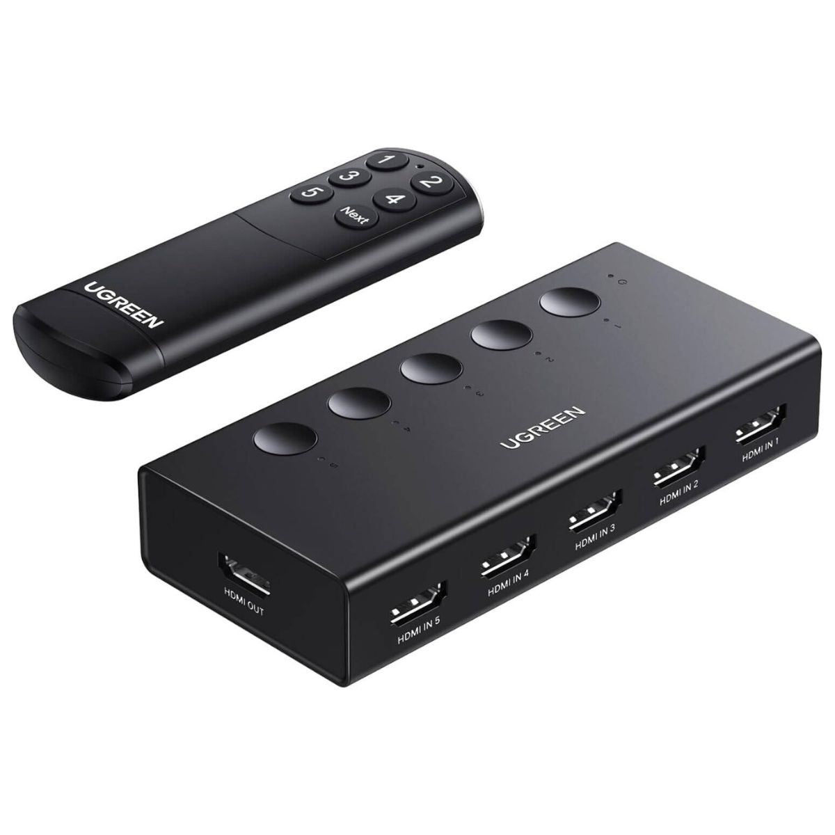 UGREEN 90512 5-in-1 HDMI 2.0 Switch | 5 HDMI Inputs to 1 HDMI Output | 4K @ 60Hz | 1080P @ 60Hz | Black