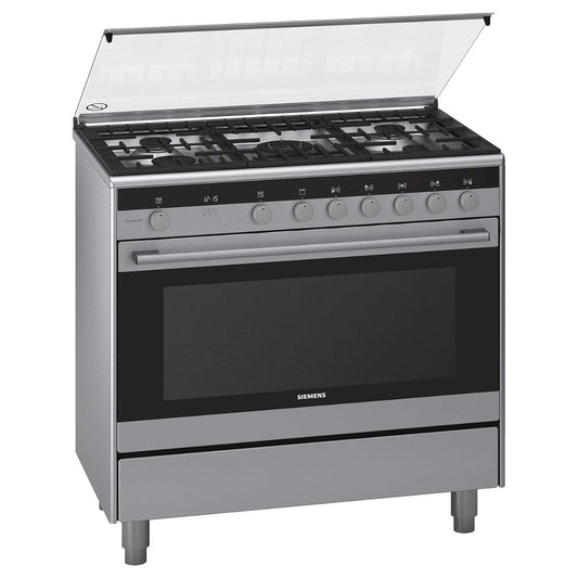 Siemens iQ100 Range Cooker 112L – Silver Drawer type-Broiler & Storage | HG73G8357M