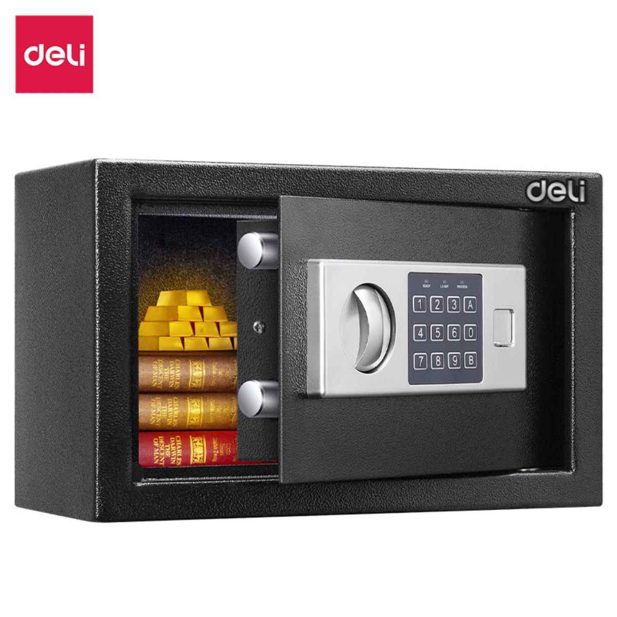 Deli T520 Fireproof Safe, Digital Safe Box with KeyT520 Full Metal Body 4.1kg (20x31x20cm) Black