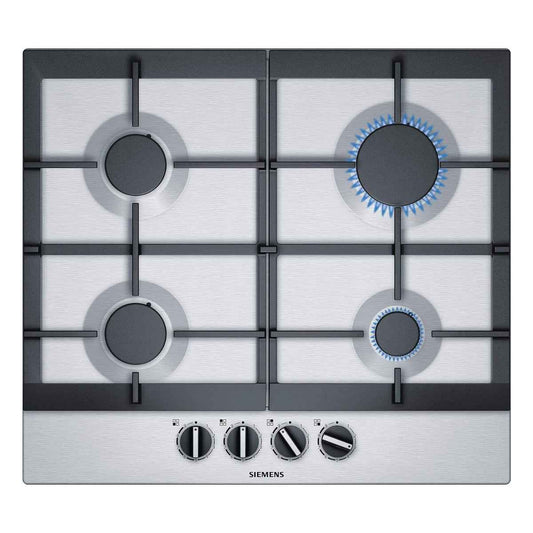 Siemens iQ500 Built In Gas Hob EC6A5PB90M  With Sabaf Burners, 60CM Width, German Engineering, StepFlame Technology, Cast Iron with Rubber Feet Pan Support, Stainless Steel
