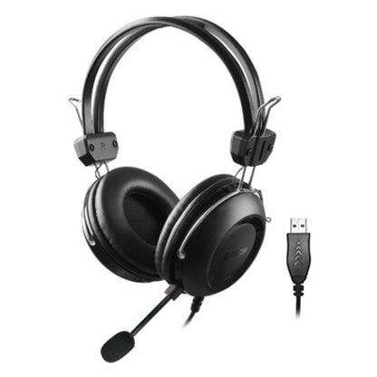 A4Tech HU-35 ComfortFit Stereo USB Headset – 40mm Driver, Noise Cancelling Mic, Volume Control, Black