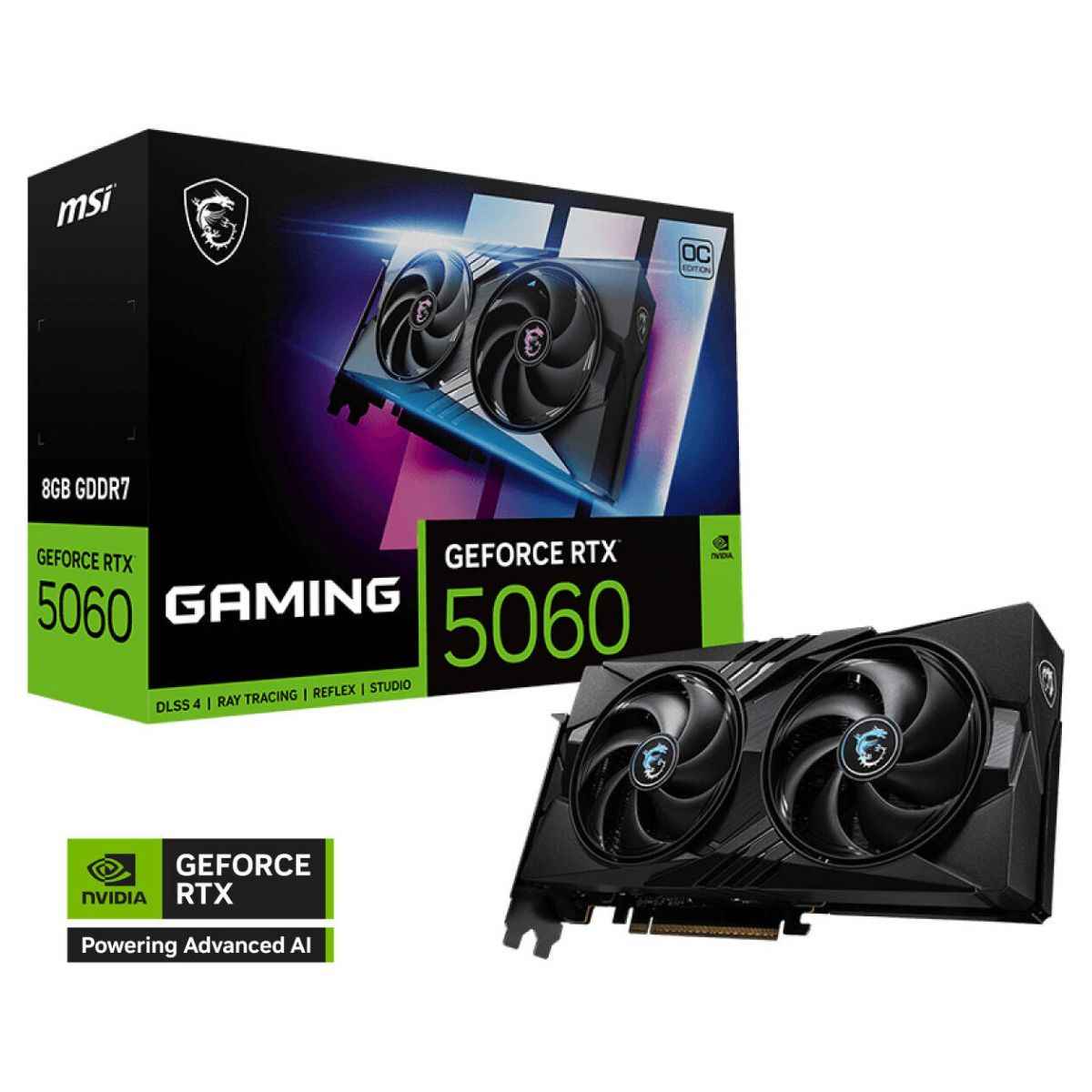 MSI GeForce RTX 5060 GAMING OC Graphics Card, 8GB GDDR7, PCIe 5.0, 3840 CUDA Cores | 912-V537-023