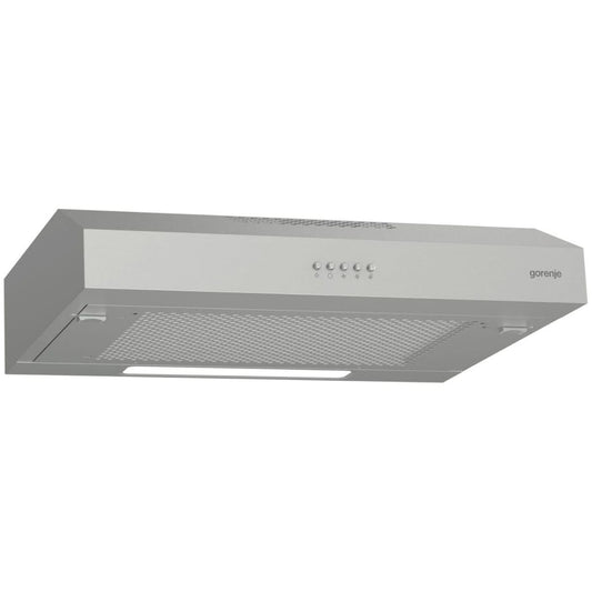 Gorenje WHU629ES/S Undercabinet Cooker Hood, 60cm, High Extraction Rate, Re-Circulating &amp; Ducted Ventilation, Quiet Operation, LED Lighting, Silver