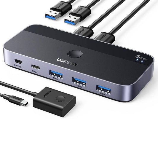 UGREEN 15705 USB 3.0 Sharing Switch | 2 In 4 Out | USB Peripheral Sharing Switch