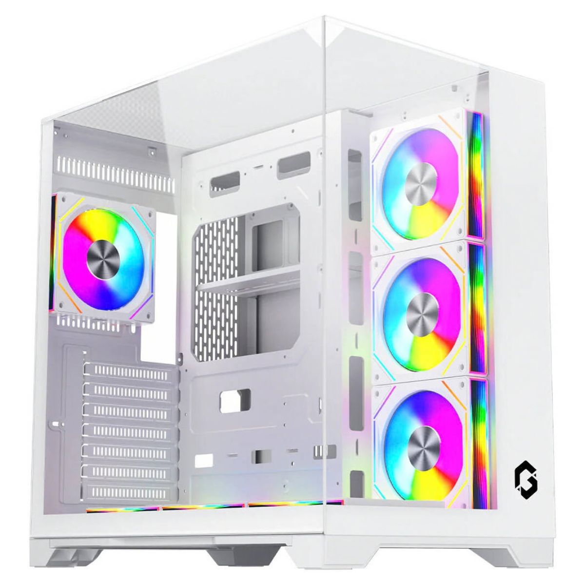 GAMEON Valkyrie I GO-VALKYRIEI-A Mid Tower Gaming Case | ATX / M-ATX / ITX | 7× 120mm ARGB+PWM Fans | 360mm Water Cooling | 400mm GPU Support | White