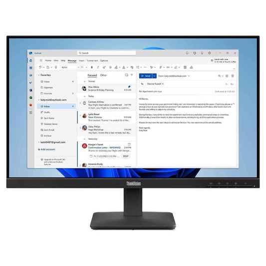 Lenovo ThinkVision S24-4e Monitor – 23.8" FHD IPS Display, 100Hz, 4ms GtG, Near-Edgeless Design (Black)