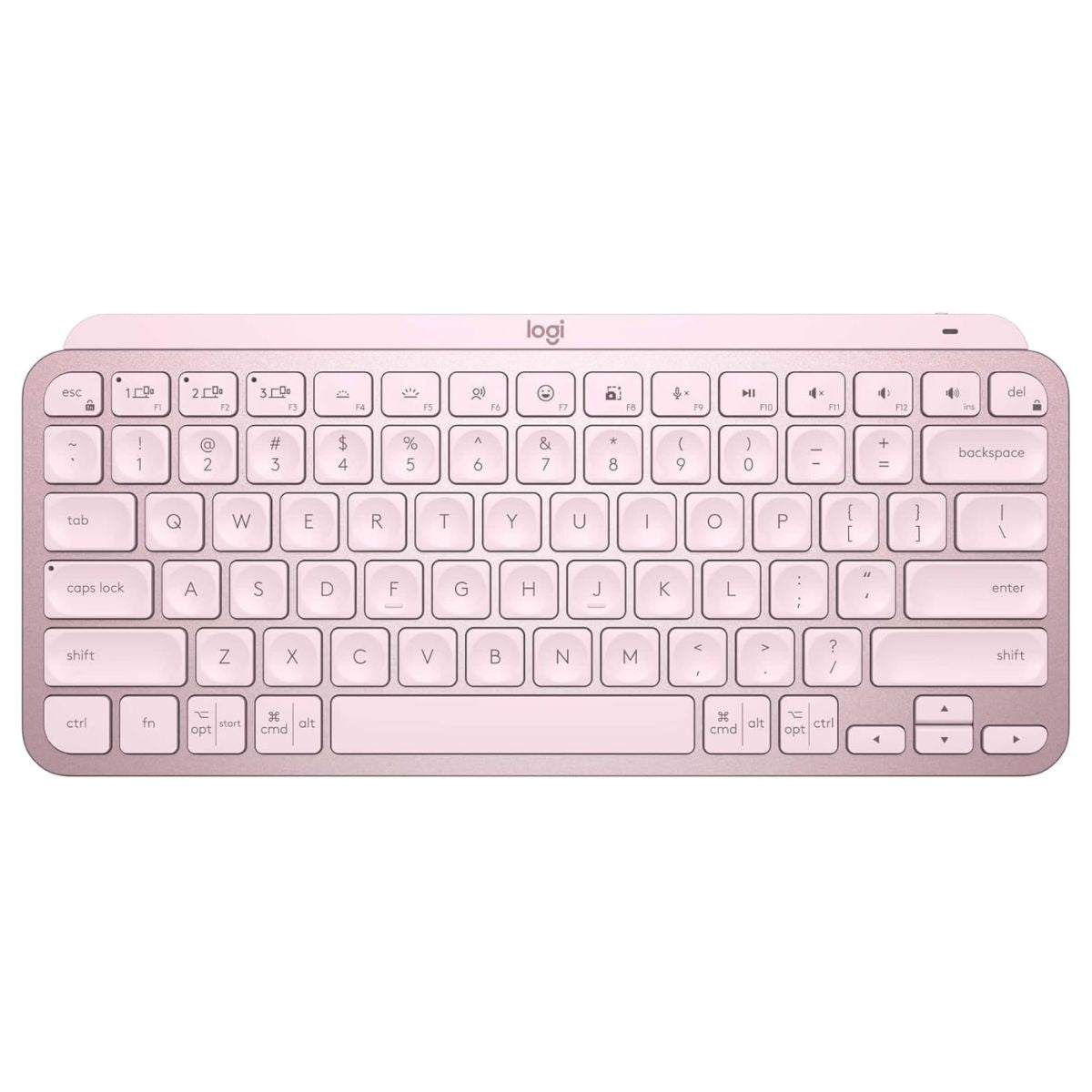 Logitech MX Keys Mini Wireless Illuminated Keyboard | Bluetooth | USB-C Rechargeable | US International QWERTY | Rose Pink | 920-010500 | Working Unit