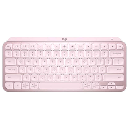Logitech MX Keys Mini Wireless Illuminated Keyboard | Bluetooth | USB-C Rechargeable | US International QWERTY | Rose Pink | 920-010500 | Working Unit