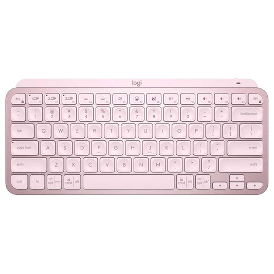 Logitech MX Keys Mini Wireless Illuminated Keyboard | Bluetooth | USB-C Rechargeable | US International QWERTY | Rose Pink | 920-010500 | Working Unit