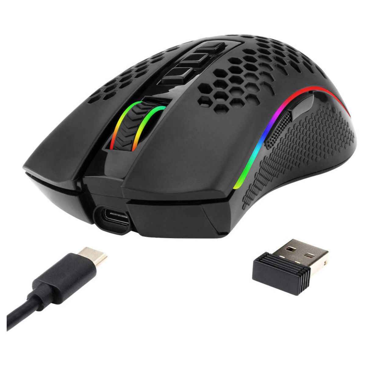 Redragon M808-KS Storm Pro Dual Mode RGB Gaming Mouse – 16000 DPI, Wireless &  Wired, Honeycomb Design (Black)