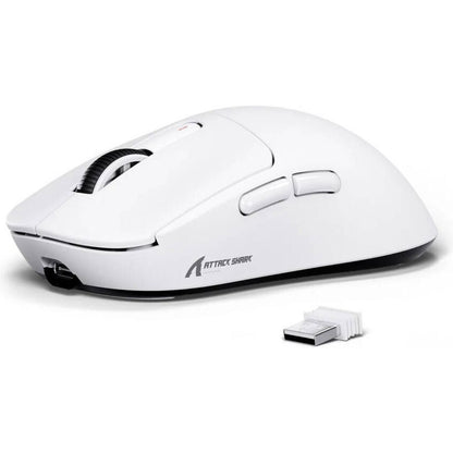ATTACK SHARK X3 Wireless Gaming Mouse | PAW3395 | 26000 DPI | 1000Hz | 49g Ultralight | Bluetooth 5.2 / 2.4G / USB-C | White | X3