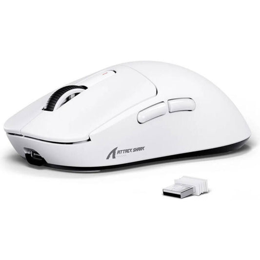 ATTACK SHARK X3 Wireless Gaming Mouse | PAW3395 | 26000 DPI | 1000Hz | 49g Ultralight | Bluetooth 5.2 / 2.4G / USB-C | White | X3