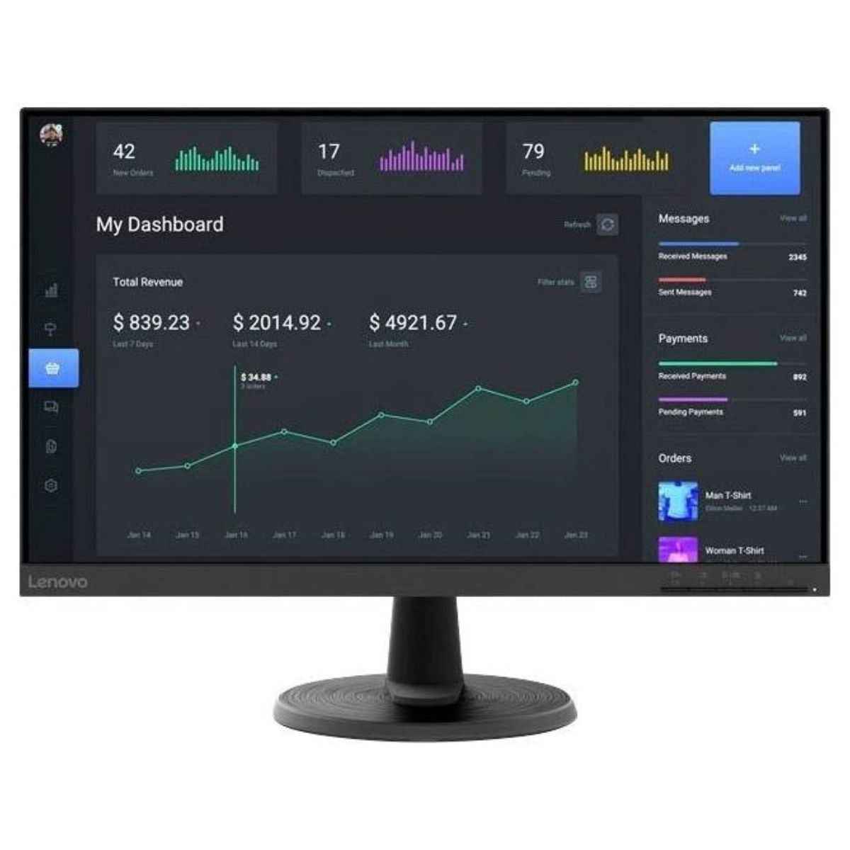 Lenovo C24-40  23.8″ Flat Monitor – VA FHD Display, 75Hz, 5ms, HDMI, WLED Backlight | 63DCKAT6UK