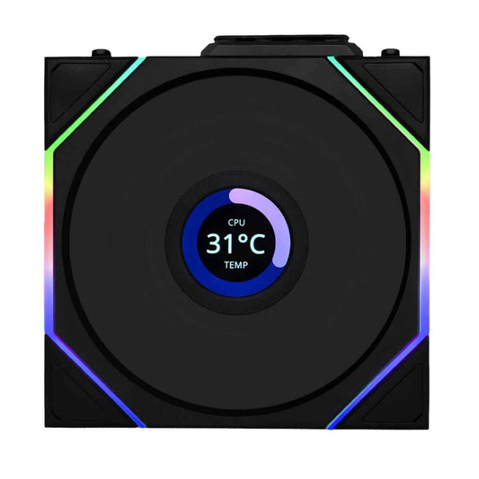 Lian-Li UNI FAN TL120 LCD Reverse Blade Wireless Case Fan – 1900 RPM, 54.3 CFM Airflow, Fluid Dynamic Bearing, Single Pack | Black / White