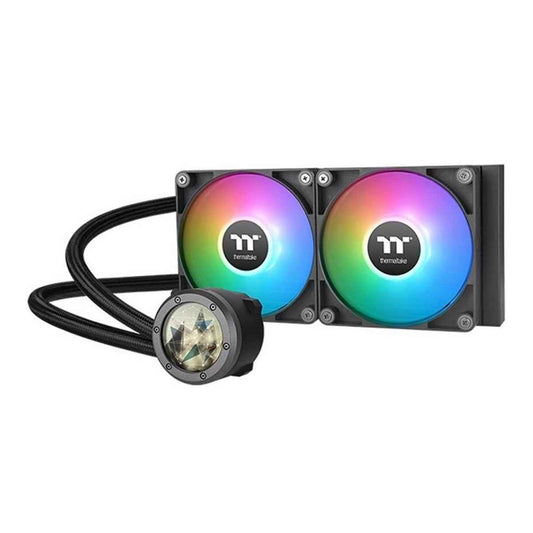 Thermaltake TH240 V2 Ultra ARGB Sync AIO Liquid CPU Cooler – 2×120mm PWM Fans, 2.1" LCD Display, 57.05 CFM, Black | CL-W383-PL12SW-A