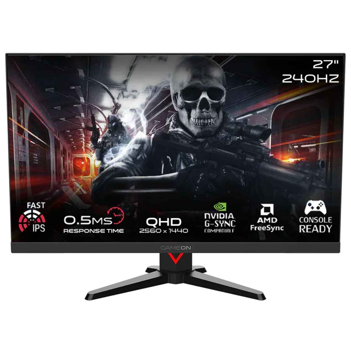 GAMEON GOMD27QHD240IPS Dominator Series 27" QHD, 240Hz, MPRT 0.5ms, HDMI 2.1, Fast IPS Gaming Monitor (Supports PS5) - Black