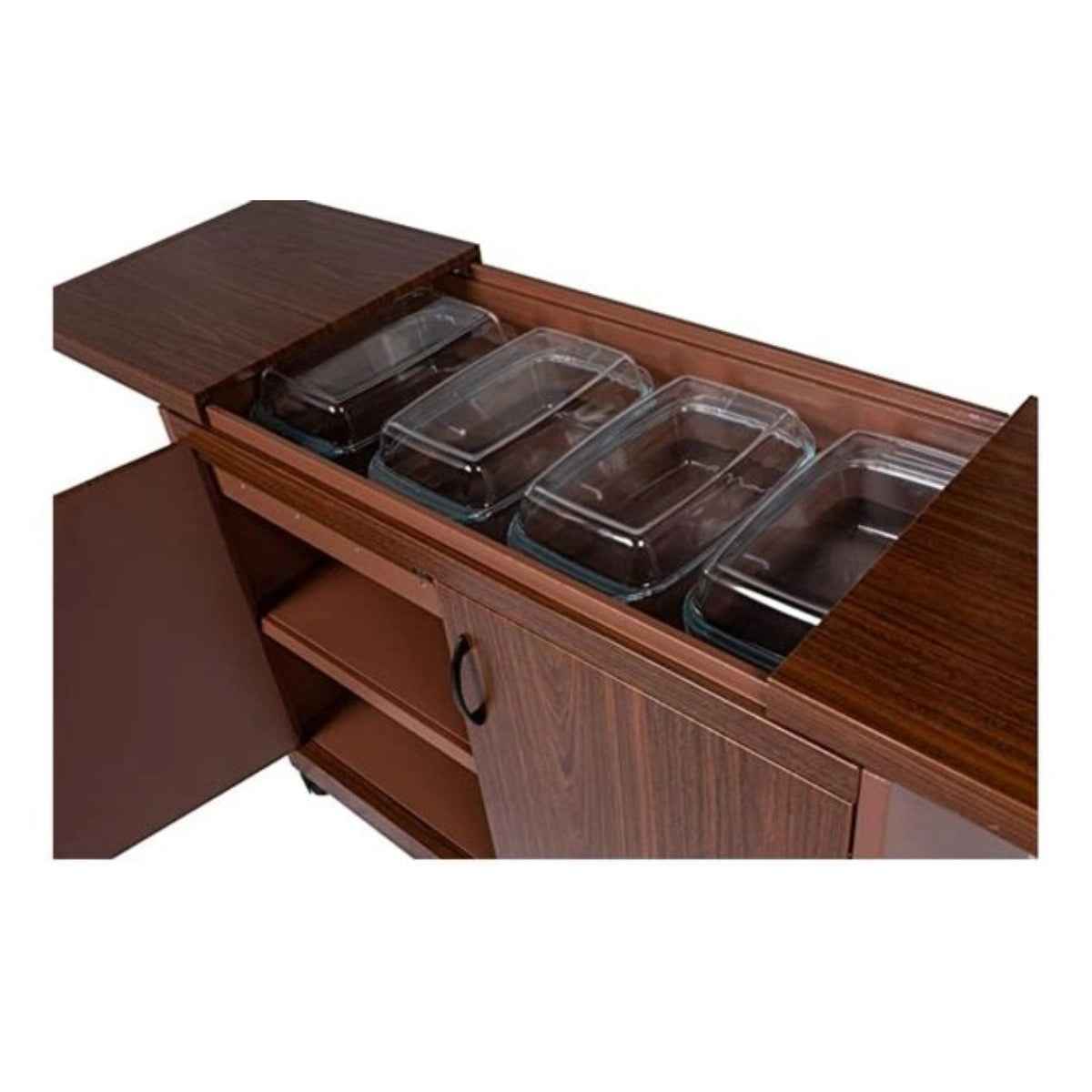 Wolf Power 4 Dish Food Warmer Trolley with Slide Cover – Mahogany | Model WPS6242DB