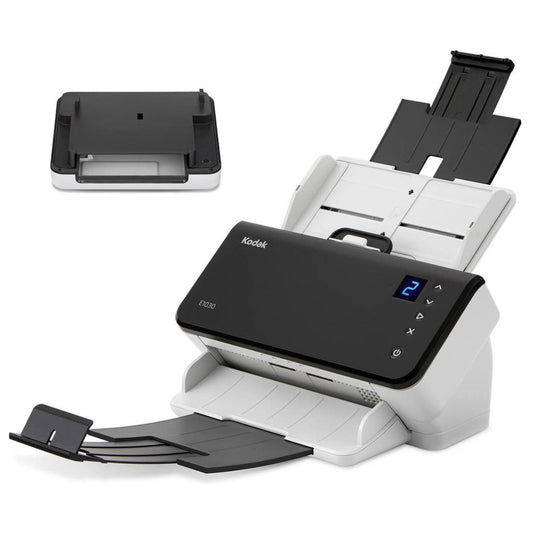 Kodak Alaris E1030 Scanner, 30 PPM Simplex & 60 IPM Duplex, 80-Page Document Feeder, 600 DPI Resolution, 24/8-Bit Color/Grayscale Depth, White/Black | 8011876