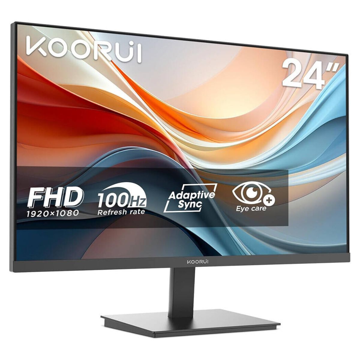 KOORUI E2412F 24" FHD VA Office Monitor, 100Hz, 6ms, 99% sRGB Premium, Black | E2412F