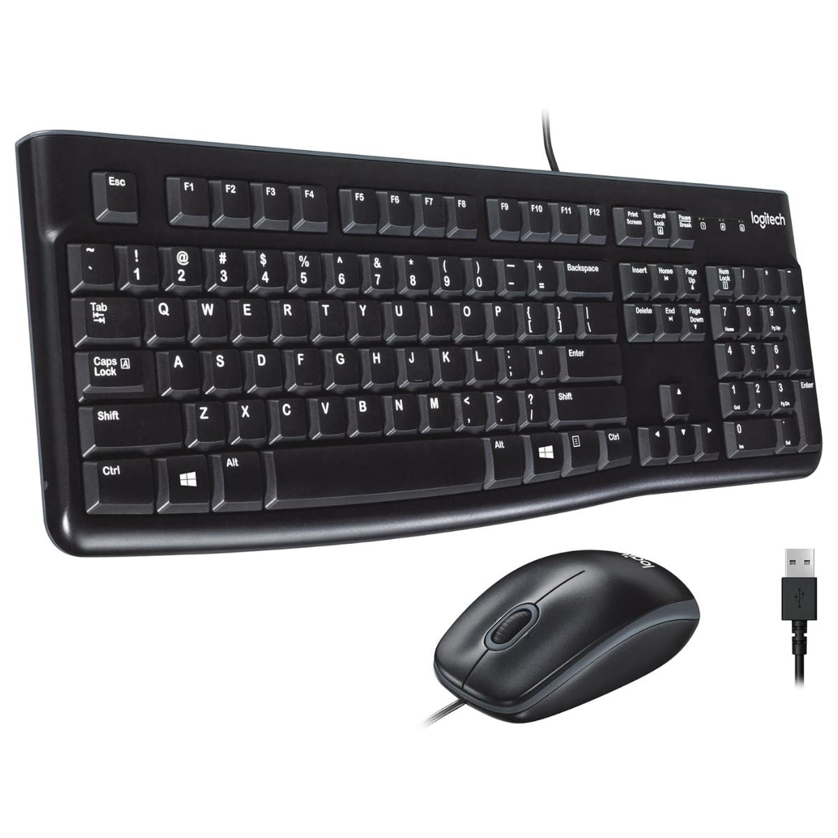 Logitech MK120 Wired Keyboard and Mouse Combo | Full-Size Keyboard | Optical USB Mouse | English/Arabic Layout | Black | 920-002546