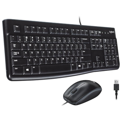 Logitech MK120 Wired Keyboard and Mouse Combo | Full-Size Keyboard | Optical USB Mouse | English/Arabic Layout | Black | 920-002546
