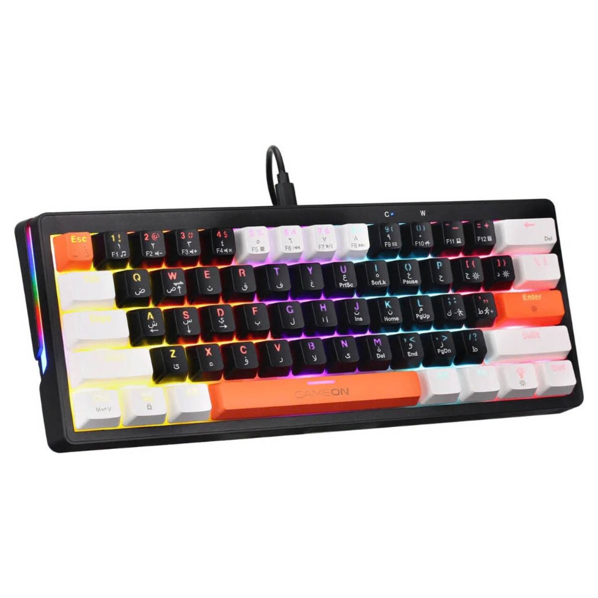 GAMEON GOMK60-RS AEROX 60% Mechanical Gaming Keyboard | 61 Keys | Red Switch | English & Arabic | RGB | 22-Key Anti-Ghosting | USB-C | GOMK60-RS