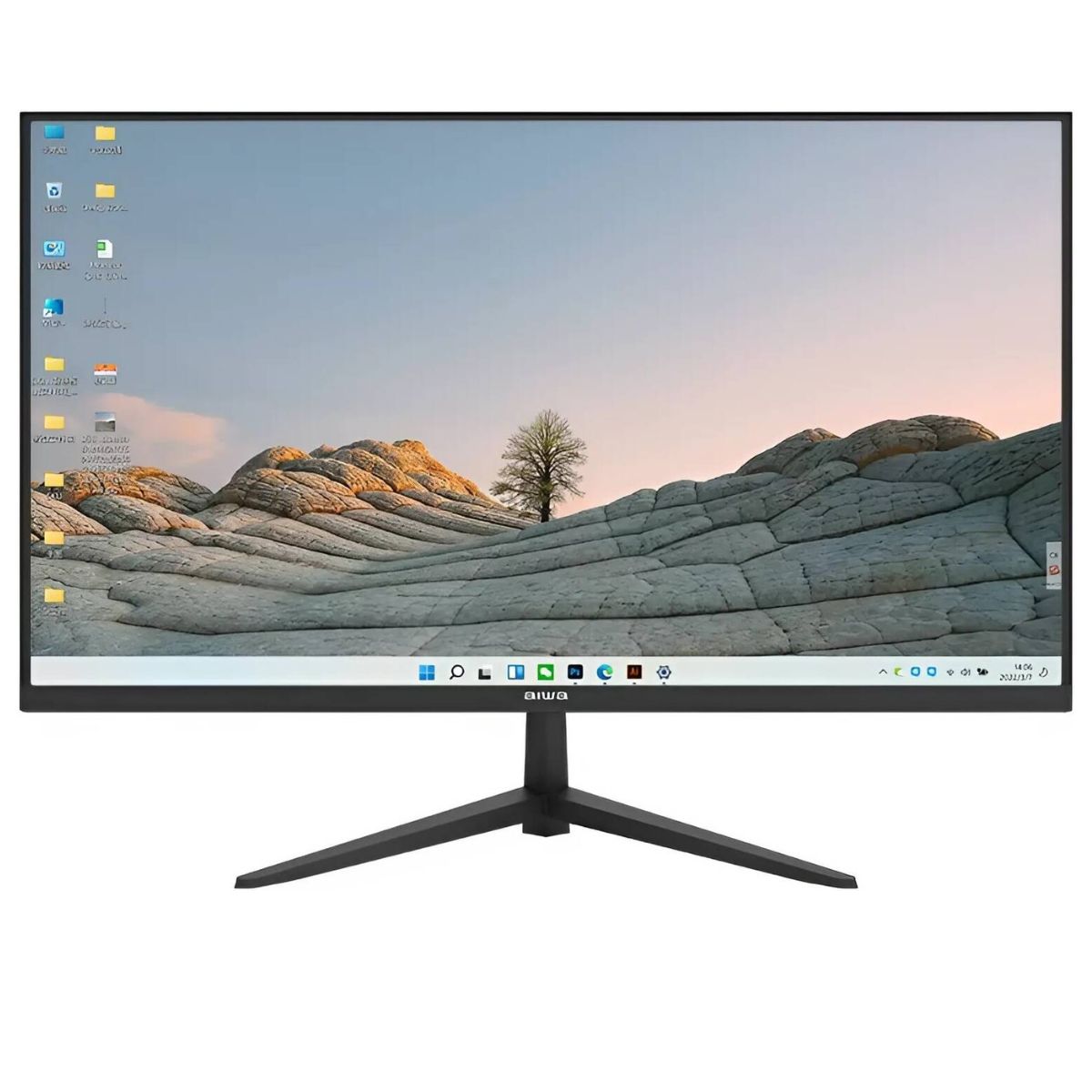 Aiwa MF2203-V Flat Slim Monitor, 22" FHD IPS Display, 75Hz Refresh Rate, 5ms (OD+) Response Time, Free-Sync Technology, 1000 1 Contrast Ratio, Support VESA, Frameless, HDMI+VGA, Black | MF2203-V