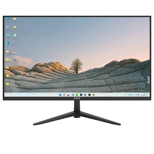 Aiwa MF2203-V Flat Slim Monitor, 22" FHD IPS Display, 75Hz Refresh Rate, 5ms (OD+) Response Time, Free-Sync Technology, 1000 1 Contrast Ratio, Support VESA, Frameless, HDMI+VGA, Black | MF2203-V