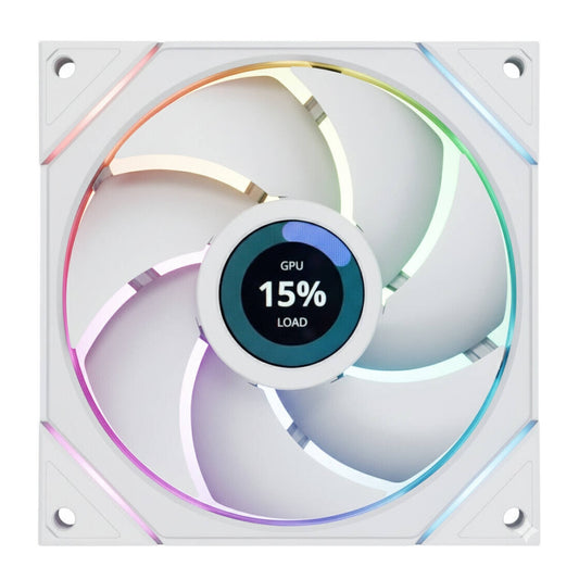 Lian-Li UNI FAN TL140 LCD Wireless Case Fan – 140mm Fan, 1.6" IPS Display, 1600 RPM, 68.1 CFM Airflow, Fluid Dynamic Bearing, White | 14TLLCD1W1W