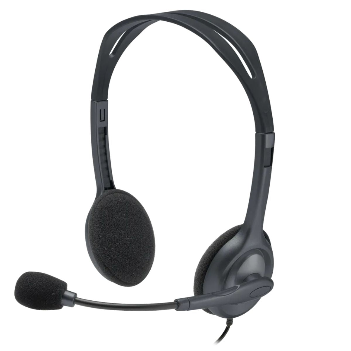 Logitech H111 Stereo Headphones, Bi-directional Microphones Type, Adjustable Headband, 1.3m Cable Length, 3.5mm Audio Jack, Black | 981-000593