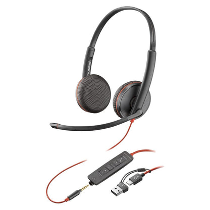 Poly Blackwire C3225 Wired USB-C Office Headset, Stereo Headband Design, Noise-Canceling Boom Microphone, USB Type-C Connectivity, Black | 8X229A6