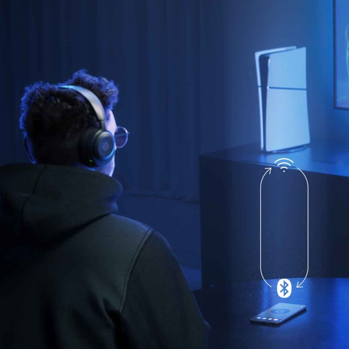 SteelSeries Arctis Nova 5 Wireless Headphones, 40mm Neodymium Drivers, Clear Cast Gen 2.x, Retractable Boom, 360° Spatial Audio, Quick-Switch Wireless, White