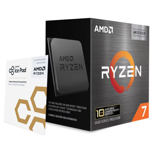 AMD Ryzen 7 5800X3D 10th Anniversary Edition AM4 Desktop Processor | 8 Cores | 16 Threads | Up to 4.5 GHz | 96MB Cache | 105W TDP | DDR4 | Carbice Ice Pad | 100-100000651POF