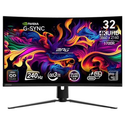 MSI MPG 321CURX QD-OLED Gaming Monitor | 32" 4K UHD QD-OLED Display | 240Hz Refresh Rate | 0.03ms Response Time | G-SYNC Compatible | Black | 9S6-3DD64T-008
