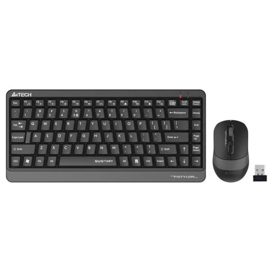A4Tech Fstyler FGS1110Q 2.4G Wireless Keyboard & Mouse Combo – Silent Click, QuietKey, Splash Resistant, Grey