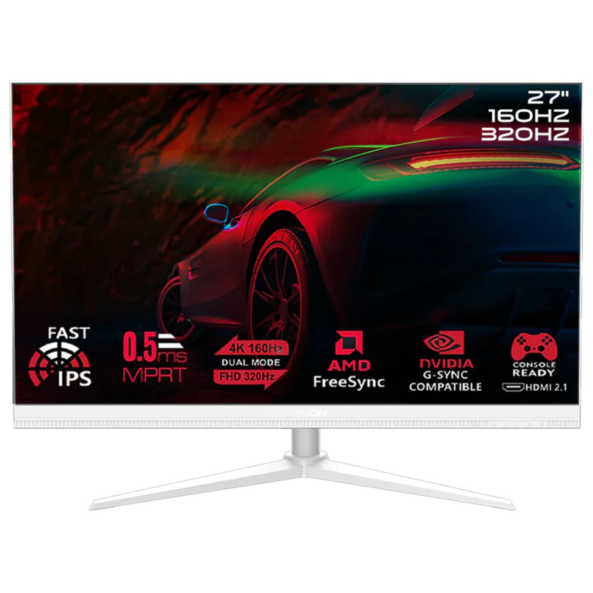 GAMEON GOSX27W Switch X Series 27" Dual Switch 4K UHD 160Hz/FHD 320Hz, MPRT 0.5ms, HDMI 2.1, Fast IPS Gaming Monitor (Supports PS5) - White