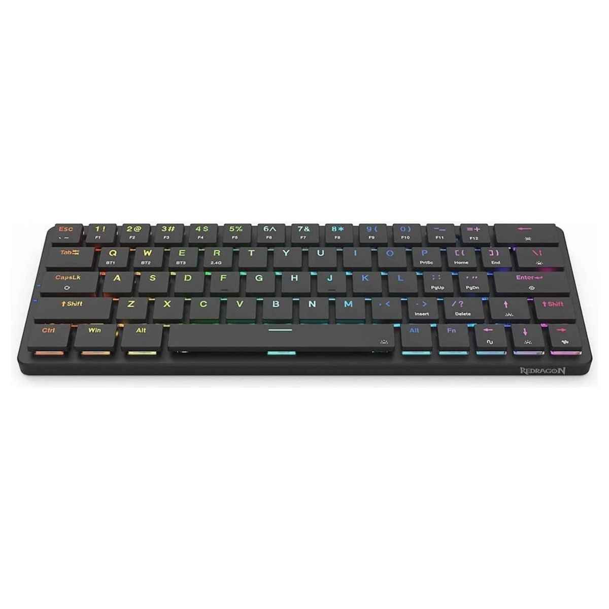 Redragon Elise Pro K624P Wired/Wireless Low-Profile Mechanical Keyboard, 63 Keys, RGB Backlit, Up to 20 Hours Battery Life, Black | K624P-KBS