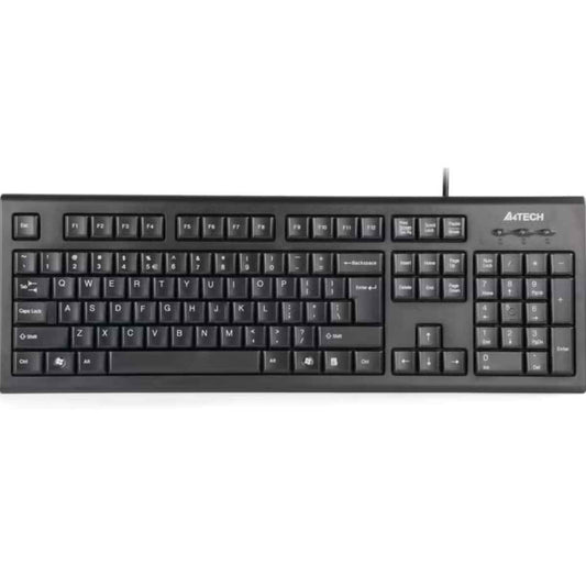 A4Tech KR-85 Wired Keyboard – Comfort Keys, FN Hotkeys, USB (Black)