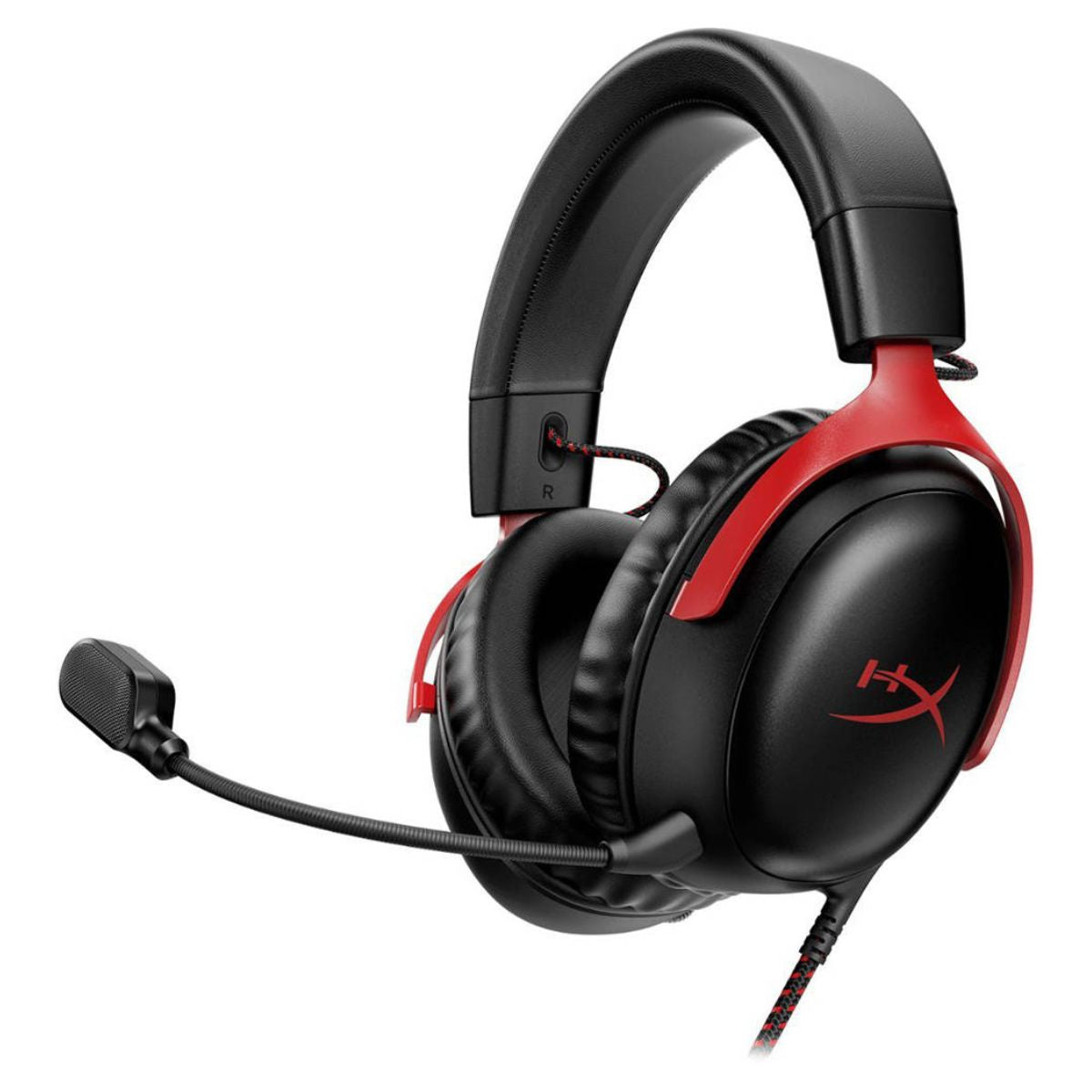 HyperX Cloud III Wired Gaming Headset, 53mm Drivers, DTS Spatial Audio, Noise-Cancelling Mic, Multi-Platform, Black/Red