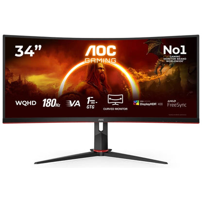 AOC CU34G2XP 34-Inch WQHD Curved Gaming Monitor | 180Hz | 1ms GTG | Fast VA | DisplayHDR 400 | Adaptive Sync