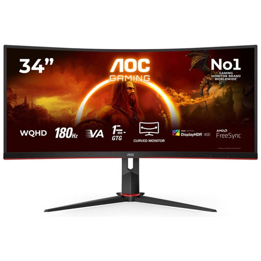 AOC CU34G2XP 34-Inch WQHD Curved Gaming Monitor | 180Hz | 1ms GTG | Fast VA | DisplayHDR 400 | Adaptive Sync