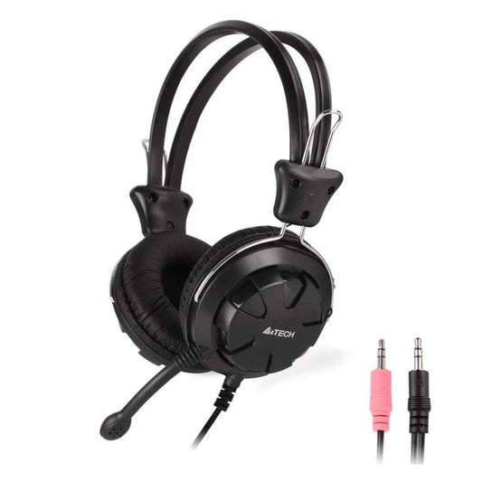 A4Tech HS-28 ComfortFit Stereo Headset – Noise-Cancelling Mic, 3.5mm, Wired (Black)