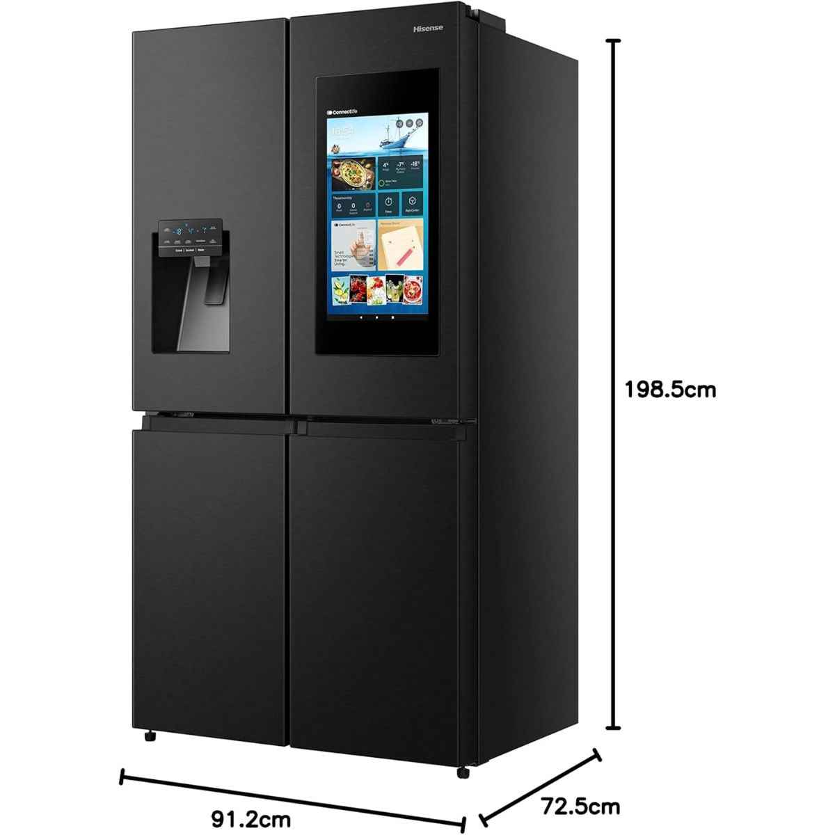 Hisense 538L Four Door French Smart Refrigerator – Touch Screen, Water & Ice Dispenser | RQ759N4IBU1