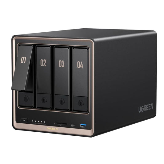 UGREEN NASync DXP4800 GT 4-Bay Desktop NAS | AMD Ryzen Embedded R2514 | 8GB DDR4 RAM | Dual 10GbE | 2X M.2 NVMe Slots | 4K HDMI | Diskless