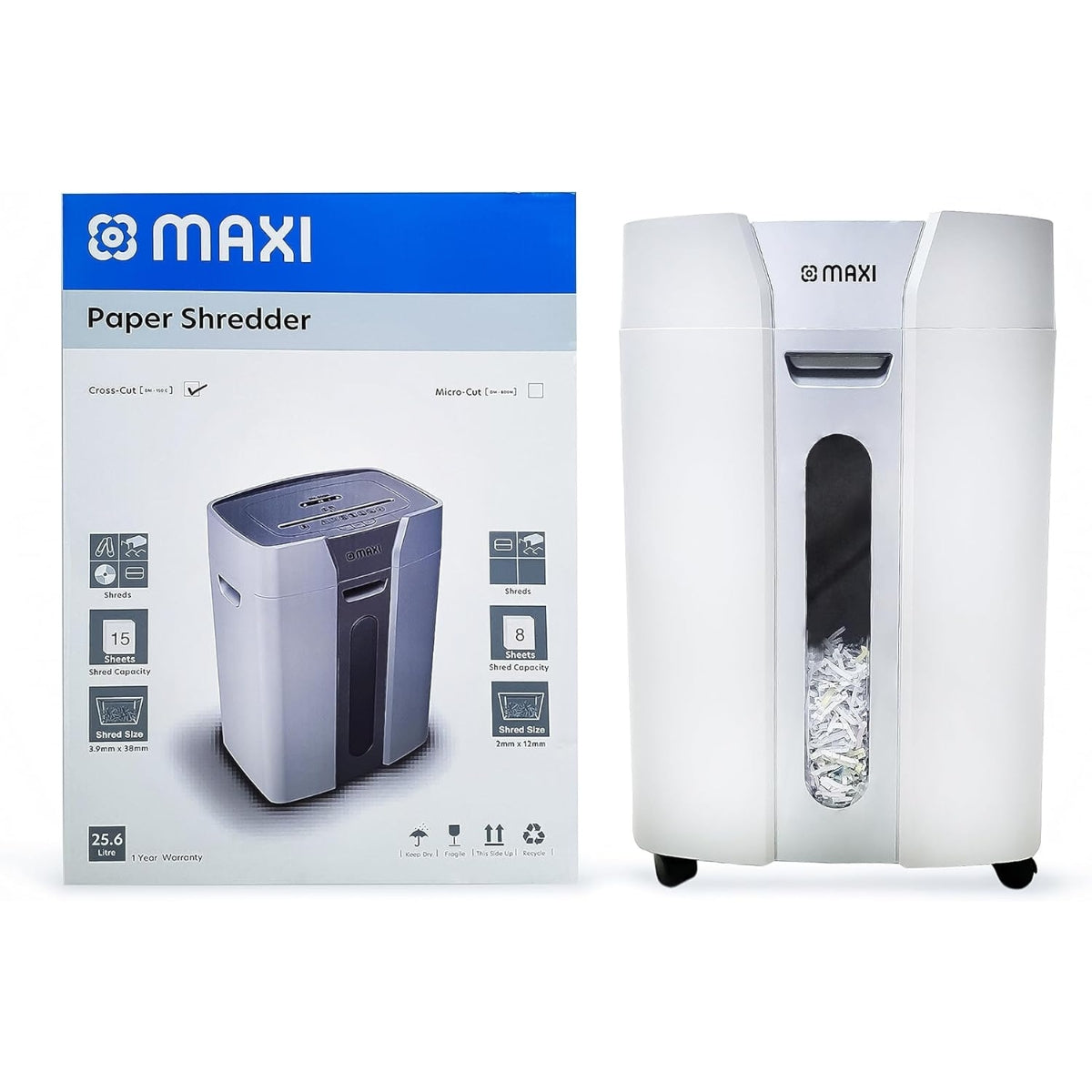 Maxi Cross Cut Shredder 150C 15 Sheets, Cross cut to shred paper, pins, cards, cds, staples
