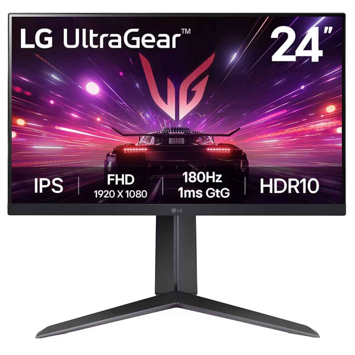 LG UltraGear Gaming Monitor, 24" IPS Display, FHD Resolution, 180Hz Refresh Rate, 1ms (GtG) Response Time, AMD FreeSync & NVIDIA G-Sync Technology, 16.7m Color Display, Black
