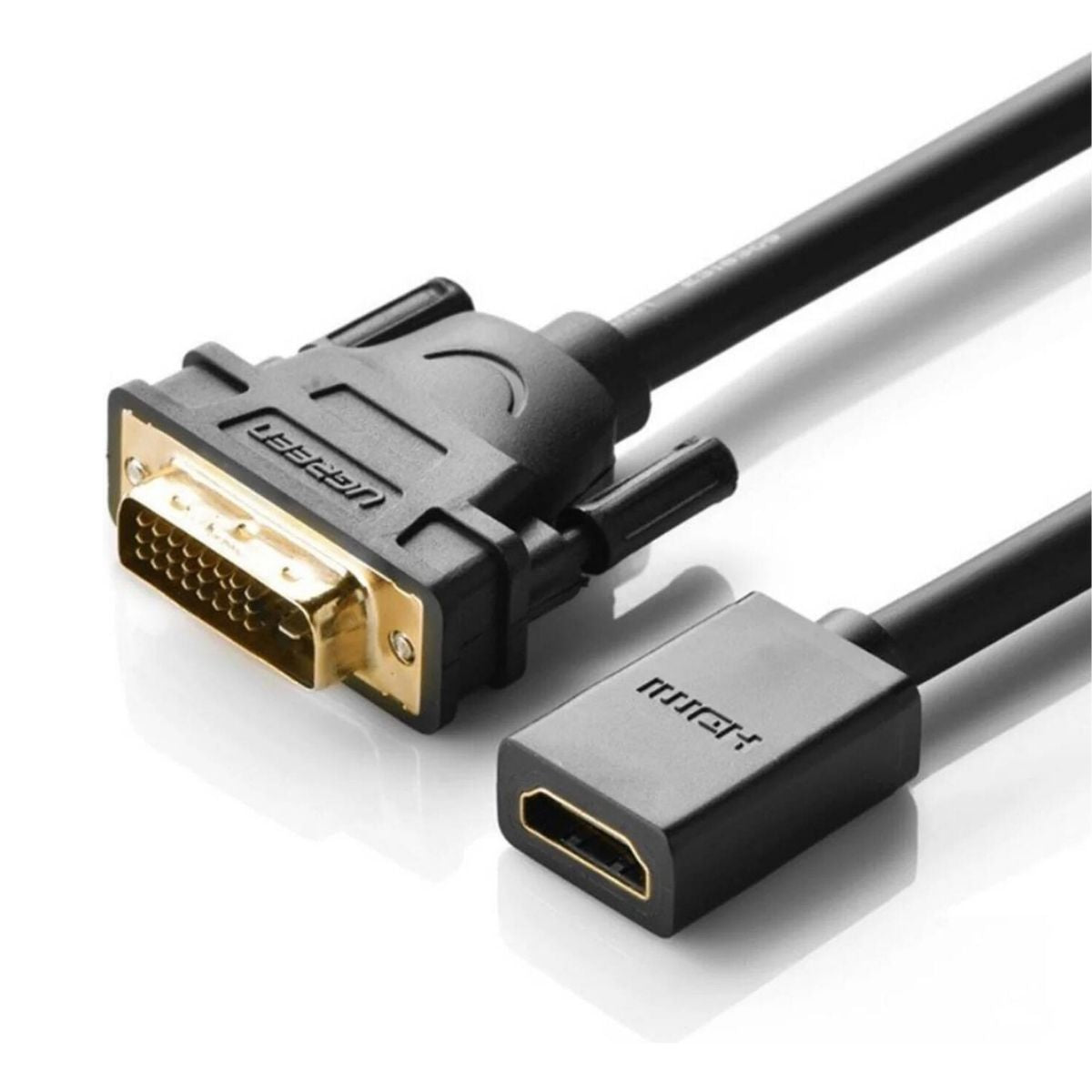 UGREEN 20118 DVI Male to Female HDMI Adapter | 1080P Full HD | Bi-Directional | 22cm | Black